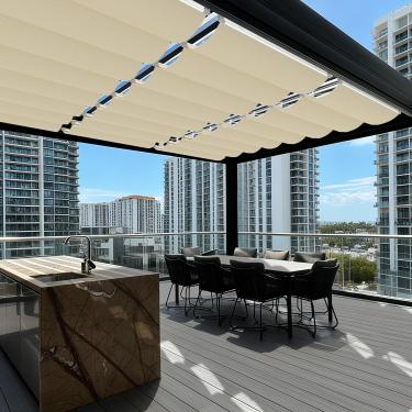 Imagem de INFRANGE Toldo retrátil de 8,5 x 40,6 cm, toldo de toldo de pérgula para pátio, varanda, jardim, quintal, bege