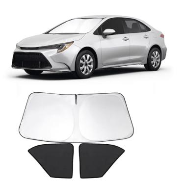 Imagem de Fannyc 3 peças de persianas de janela de carro pára-brisa frontal para-sol dobrável personalizado adequado para Toyota Corolla 2020-2024 (não para Corolla Cross) persianas para janelas dianteiras