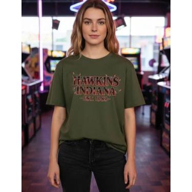 Imagem de Camiseta 100% Algodão Stranger Things Hawkins - sneko, Verde, G