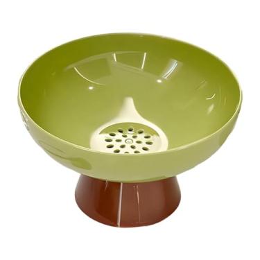 Imagem de FLCPJGV Fruteira redonda com orifícios de drenagem, base removível, versátil e para, fácil de limpar, ideal para doces e legumes, Verde