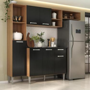 Imagem de Armário de Cozinha Compacta Smart Multimóveis Mp2359 Madeirado/preto