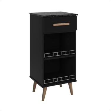 Imagem de Balcão Fruteira Suporte para Galão Agua Bebedouro Armário Fenix Pé Palito Preto/Marmorizado