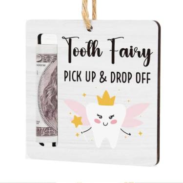 Imagem de WINGTECA Porta-dinheiro de fada dos dentes, presente de dinheiro, ideias de presente para crianças, adolescentes, meninas, meninos, Natal, Páscoa, aniversário, presente de madeira para decoração de