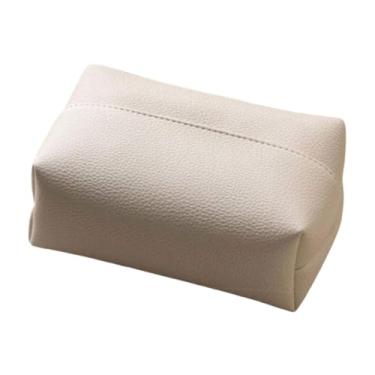 Imagem de Baoblaze Organizador de Caixa de Lenços Retangular Moderno em Couro PU, Porta-Lenços Faciais para de Toucador, Branco