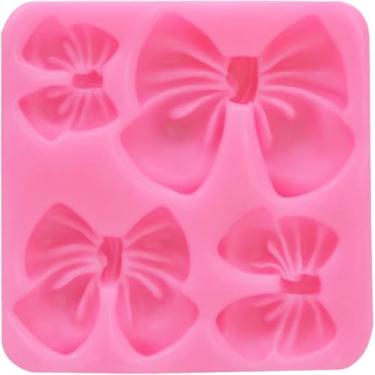 Imagem de Molde de laço de silicone 3D para artesanato de chocolate, sabão e fondant - Tapete de cozimento DIY multiuso, ferramentas elegantes de decoração de bolos para cubos de goma e artesanato em resina