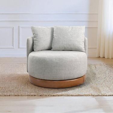 Imagem de Poltrona Base Fixa e Estofada com Almofadas Decorativas Vilani Espresso Móveis Marrom/Cinza Claro