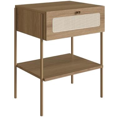 Imagem de Mesa de Cabeceira 01 Gaveta com Telinha Industrial Indy A03 Hanover Dourado - Lyam Decor