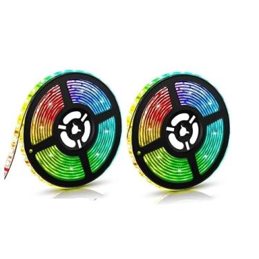 Imagem de Fita LED Rolo 5m 300 LEDs RGB com Silicone IP65 – Iluminação Bivolt e Prova D'água Branco Frio e Quente com Adesivo Dupla Face (Rgb 10M)