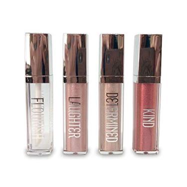 Imagem de Holly Heide Conjunto de brilho labial luminoso - floresça, riso, determinado, tipo. Caixa de presente de 4 peças - Projetado por uma jovem senhora para sua jovem. Palavras impoderantes. Escolha uma