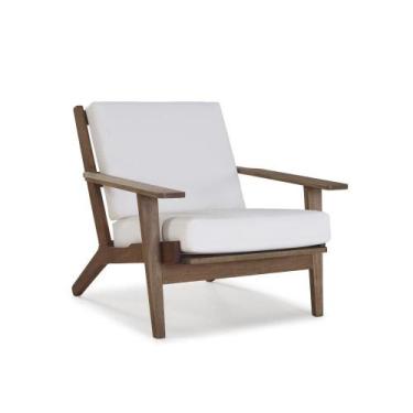 Imagem de Poltrona Estofada Lotus 1 Lugar 93cm em Madeira Eucalipto Castanho - C