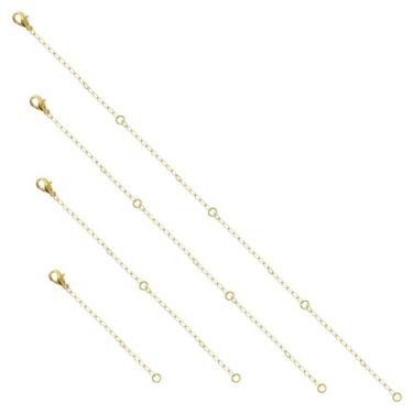 Imagem de 4 extensores de colar de ouro, 4 tamanhos, extensores de metal, extensores, extensores de corrente com fechos de lagosta para joias, colares e pulseiras, tornozeleira