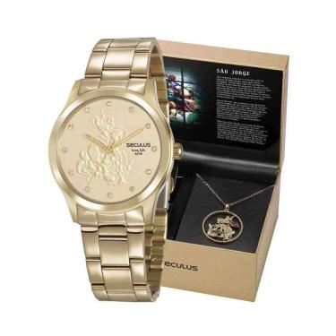 Imagem de Kit Relógio Seculus São Jorge Feminino 44155LPSKDA1K1