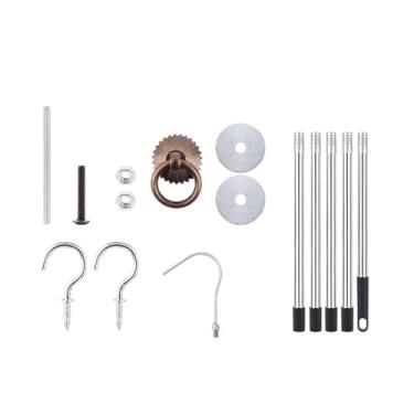 Imagem de Fenteer Kit completo de de escada retrátil com haste de extensão para uso doméstico, acessórios para ferramentas de escada retrátil, gancho de, Haste de Tração de