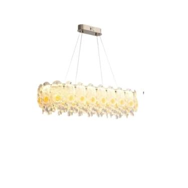 Imagem de Luminária pendente de cristal francês luxuosa em formato de rosa - Design grandioso, aconchegante e romântico para sala de estar (luminária principal), quarto e sala de jantar (Tipo B amarel