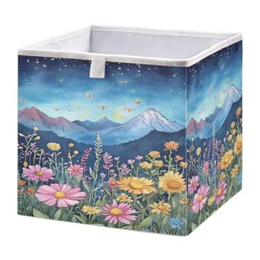 Imagem de SEHANY Cesto de armazenamento dobrável Mountains Lanscape, organizador de tecido grande, dobrável, para roupas, brinquedos, livros, armário, berçário, 38 x 27 x 17 cm
