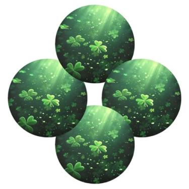 Imagem de ATTX Jogo americano redondo trevo verde para mesa de jantar, jogo americano de decoração do dia de São Patrício, tapetes para mesa de cozinha para 4#38