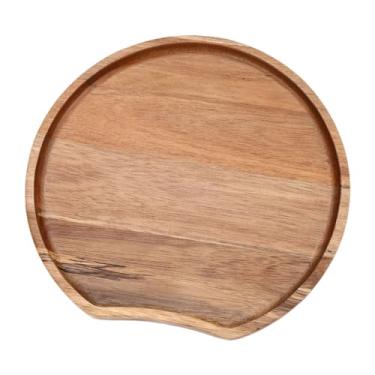 Imagem de Fenteer Bandeja de madeira para servir chá, bebidas e outras sobremesas, como bandeja rústica para frutas, ideal para mesa de centro, café da manhã ou para, Pequeno