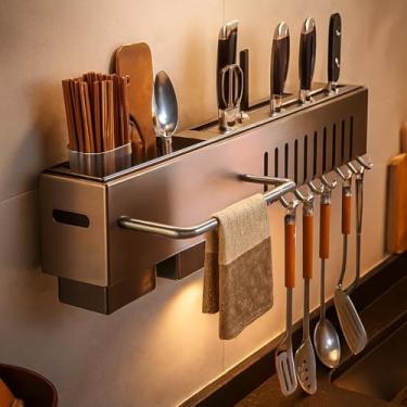 Imagem de Organizador Multiuso Suspenso Aço Carbono Porta Utensílios 10 Ganchos Porta Tempero Faca Pano (10 Ganchos)