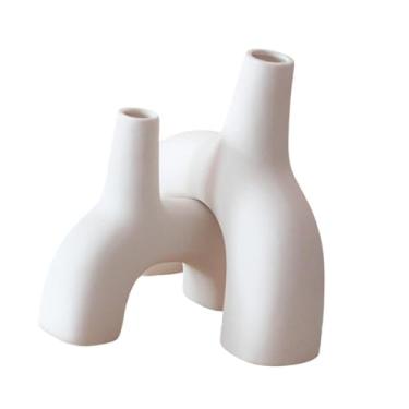 Imagem de Ｂｅｓｇａ 2x Vaso de Cerâmica Arranjo Floral Mesa Ornamento Decorativo Vaso Minimalista Vaso para Mesa Armário Fazenda Interior, Branco