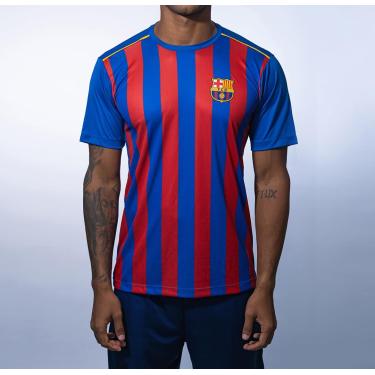 Imagem de Camiseta Masculina Dry Fit Barcelona Azul/Vermelho G