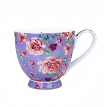 Imagem de YUESITE Canecas de café de 473 ml Bone China para mulheres canecas de café Flora Xícaras de chá Novetly xícaras de café presente para mulheres mães amigas