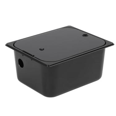 Imagem de PVXMQFFA Pia de cozinha de aço inoxidável quadrada RV pia 32 x 26 x 15 cm com tampa de vidro saída de drenagem de 40 mm para motorhome barco caravana resistente a arranhões