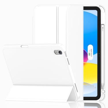 Imagem de iMieet Capa para iPad (A16)/iPad 10ª geração [11 polegadas 2025/10,9 polegadas 2022], capa inteligente com suporte de três dobras com suporte para lápis e parte traseira de TPU macio, suporta Touch ID