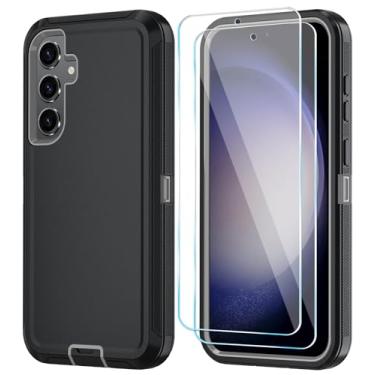 Imagem de ONOLA Capa de telefone para Samsung Galaxy S25 FE com protetor de tela HD, resistente, à prova de choque e à prova de quedas, capa de telefone para Galaxy S25 FE de 16,7 cm, cinza preto