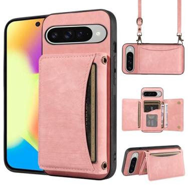 Imagem de Capa de telefone para Google Pixel 10/10 Pro 5G capa carteira com alça de ombro transversal, suporte de cartão de couro PU, acessórios para celular, bolsa flip para celular Pixel10 10Pro, dez meninas