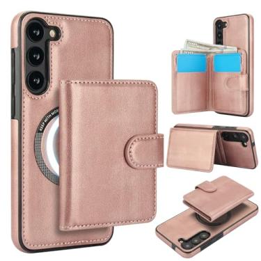 Imagem de Carteira removível para Samsung Galaxy S23 Plus compatível com Magsafe capa de carregamento sem fio com suporte para cartão, compartimento para dinheiro, capa à prova de choque 2 em 1 (ouro rosa)