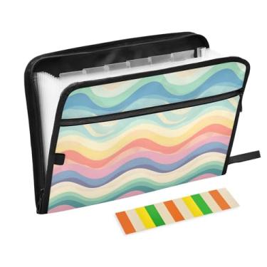 Imagem de CEBUGI Pasta expansível de 13 bolsos, impermeável, sanfonada, organizador de arquivos com etiquetas tamanho A4, organizador de documentos de papel para escola, material de escritório, ondulação