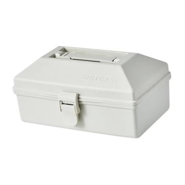 Imagem de menolana Caixa de ferramentas portátil, estojo de transporte, caixa de armazenamento multiuso, organizador para porta-malas de carro, ideal para viagens, Café com Leite