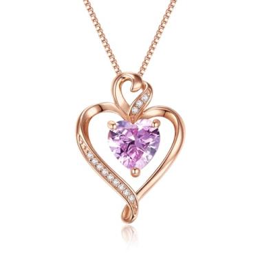 Imagem de Colar feminino com pingente de prata esterlina 925 banhado a ouro rosa banhado a ouro branco 14 K, colar de amor para namorada, esposa, dia dos namorados, aniversário, joia feminina 45,7 cm + 5 cm