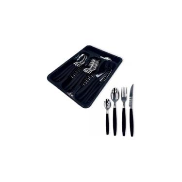 Imagem de Jogo de Talheres 25 Peças com Porta Talher, Inclui 6 Facas, 6 Garfos, 6 Colheres de Mesa, 6 Colheres de Chá e Organizador de Gaveta