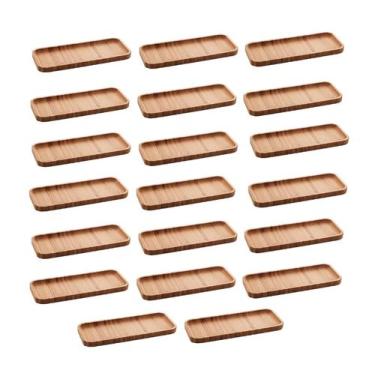 Imagem de Kit 20 Bandejas Petisqueira De Bambu Retangular Grande 28cm - Lyor