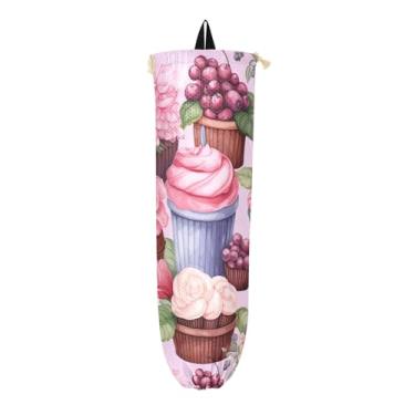 Imagem de 2 pacotes de cupcakes aquarela dispensador de saco de mercearia, dispensador de saco para sacolas de compras, suporte de saco plástico para armário