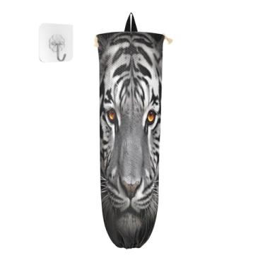 Imagem de Dispensador de armazenamento de saco de compras de tigre branco, suportes de saco de plástico, organizador de sacolas plásticas de cozinha