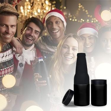 Imagem de Isolador de garrafa de cerveja refrigerador de latas 3 em 1 com abridor de garrafas, refrigerador isolado para festas, viagens, ao ar livre, preto, 473 g