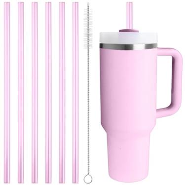 Imagem de Canudo de substituição compatível com Stanley Quencher copo de 1,134 g, 850 g, canudos reutilizáveis extra longos de 30,5 cm para copo de 1,134 g, rosa - pacote com 6
