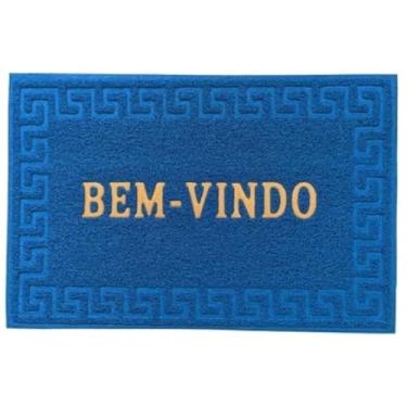 Imagem de kit 1-3 Tapete Capacho Bem Vindo Porta Entrada Anti-Derrapante(3pçs,azul)