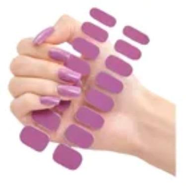 Imagem de Kit Adesivos para Unhas com 4 Modelos. Fácil Aplicação. Cores Róseo Claro Brilho, Róseo Glitter Estrelas, Branco Dourado, Lilás. Sem gel e Autocolante.