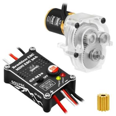 Imagem de GOUPRC Upgrade 30A Brushless ESC & 1621 3500KV Outrunner Brushless Motor with Transmission Combo Kit for TRX4M 1/18 RC Car Crawler Buggy Truck