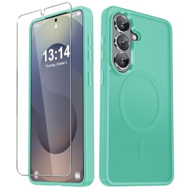 Imagem de YENAPOON Capa para Samsung Galaxy S26+ Plus, capa magnética fosca [atualizada em 2026] com 1 protetor de tela, suporte para MagSafe, proteção militar à prova de choque, parte traseira fosca