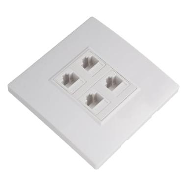 Imagem de Generic Placa de Parede Ethernet Cat6 4 Portas Fêmea para Placa de Parede Fêmea Jack para Conexão de Rede CAT5 CAT5E, Material ABS Branco