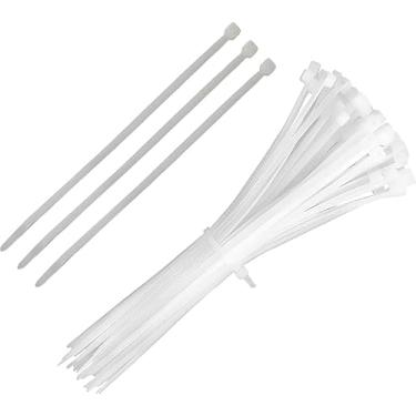 Imagem de Abraçadeira de Nylon Enforca Gato 4.8 * 200MM | Pacote com 100 Peças | Branca e Grande Para Organização De Fios, Cabos, Lacres e Malotes (Branco)