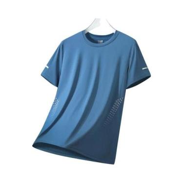 Imagem de Camiseta De Corrida Masculina De Verão Em Seda Gelada, Secagem Rápida,