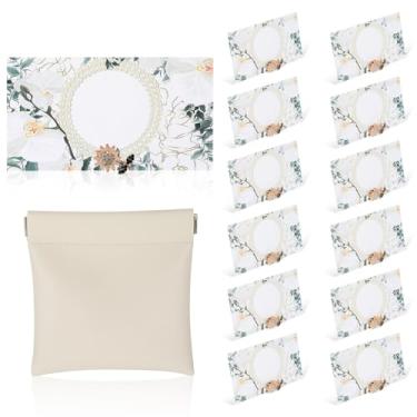 Imagem de EVERDIJ Conjunto de 12 porta-cartões decorativos de pérolas, girassol, romântico, para colocar cartões, conjunto de cartões de nome de arco para mesa, para casamento, mesa e etiqueta de nome de buffet