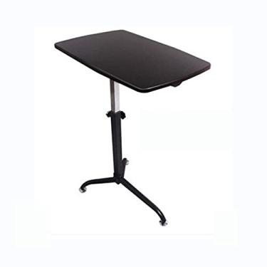 Imagem de Mesa de computador com rodinhas ajustável em altura (62 x 40 x 67 91,5 cm) mesa sobrecama para laptop de cabeceira em casa (cor preta nogueira)