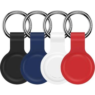Imagem de Compatível com porta-chaves AirTag, pacote com 4, chaveiro de silicone para airtags, porta-chaves para suporte de etiqueta de ar, rastreador GPS, itens para localizadores de etiquetas de ar