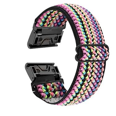 Imagem de IENYU Pulseira de nylon de 26 mm de ajuste rápido e fácil para Garmin Enduro/TACTIX DELTA Pulseira de relógio para Garmin Descent MK1 MK2i MK2 Pulseira (cor listrada, G)